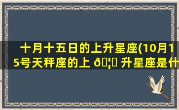 十月十五日的上升星座(10月15号天秤座的上 🦊 升星座是什么)